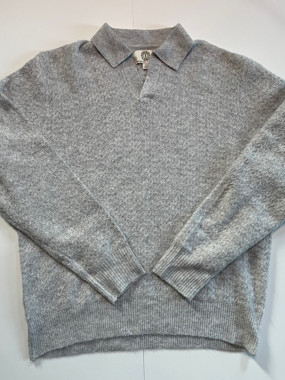 American Eagle x Tru Kolors Men’s Light Grey Knit Sweater Polo